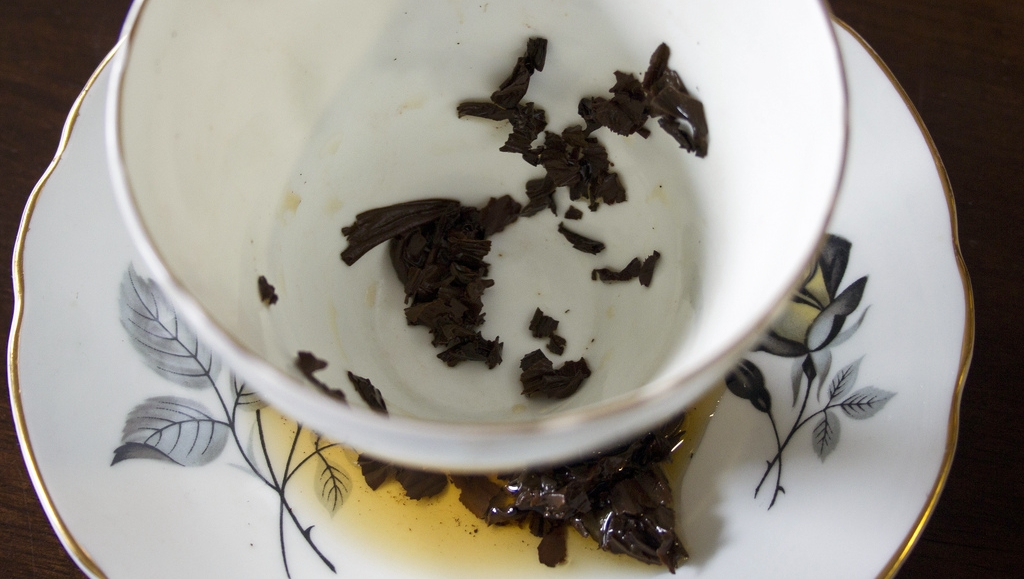 Tea leaves in a cup